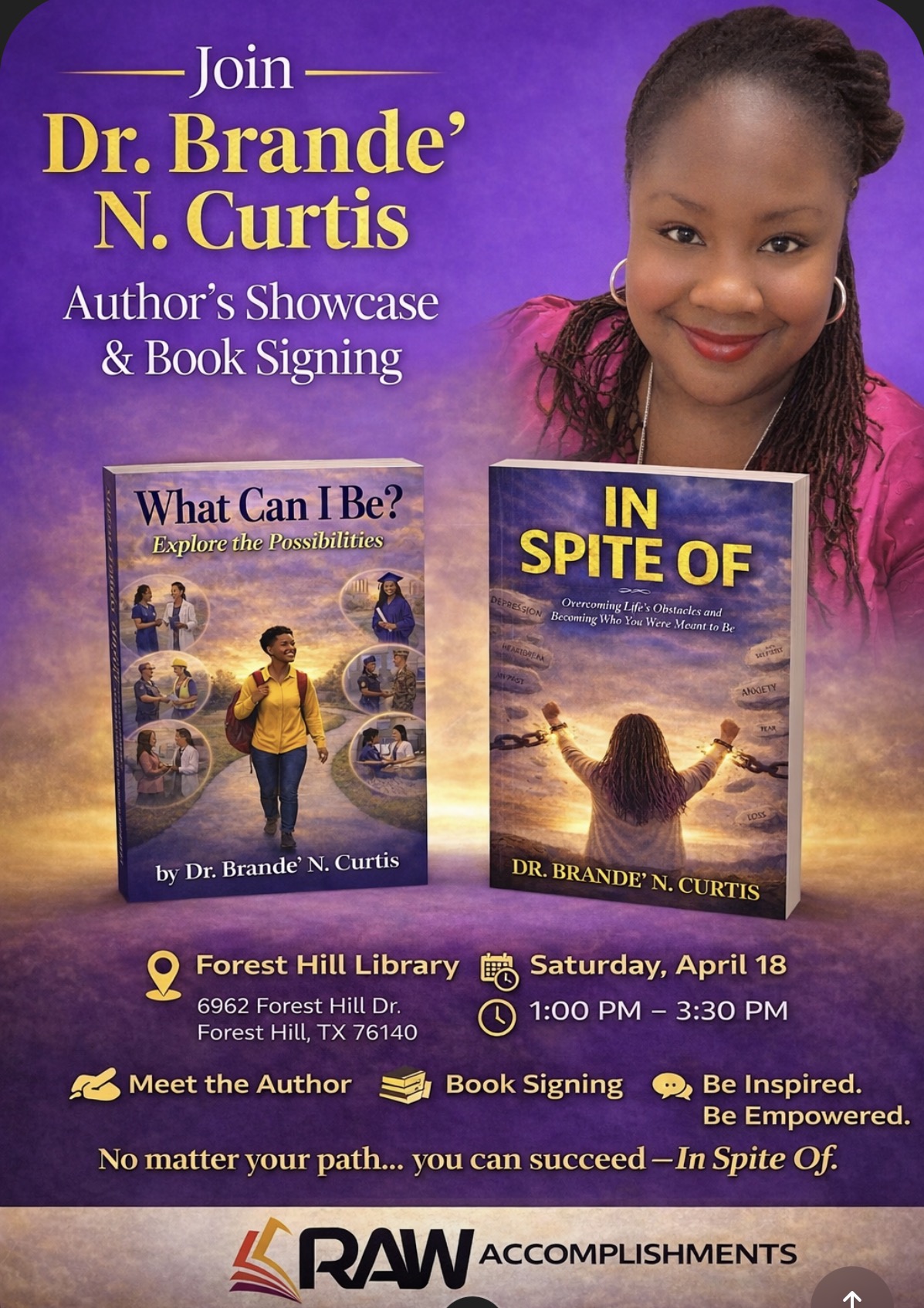 Author showcase and book signing flyer